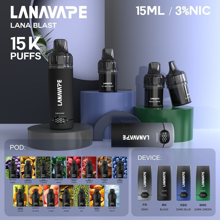 LANA 15000 換彈式電子煙｜直桿主機/煙彈單顆裝｜15000口大容量｜買三顆煙彈送一隻主機-台灣現貨