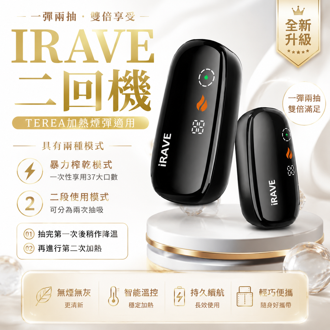 IRAVE二回機｜外部加熱、環繞加熱｜TEREA煙彈適用-台灣現貨