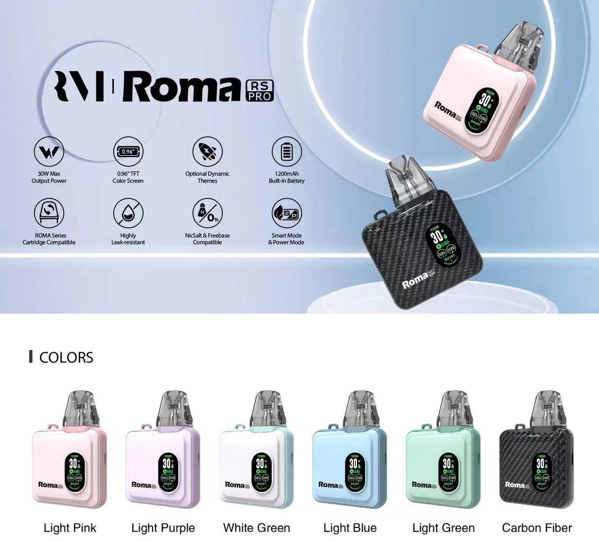 ROMA RS PRO 小主機 30W｜智慧功率調節電子霧化主機｜通用 OXVA XLIM SQ PRO 小蠻牛｜便攜式霧化設備-台灣現貨 圖片 3