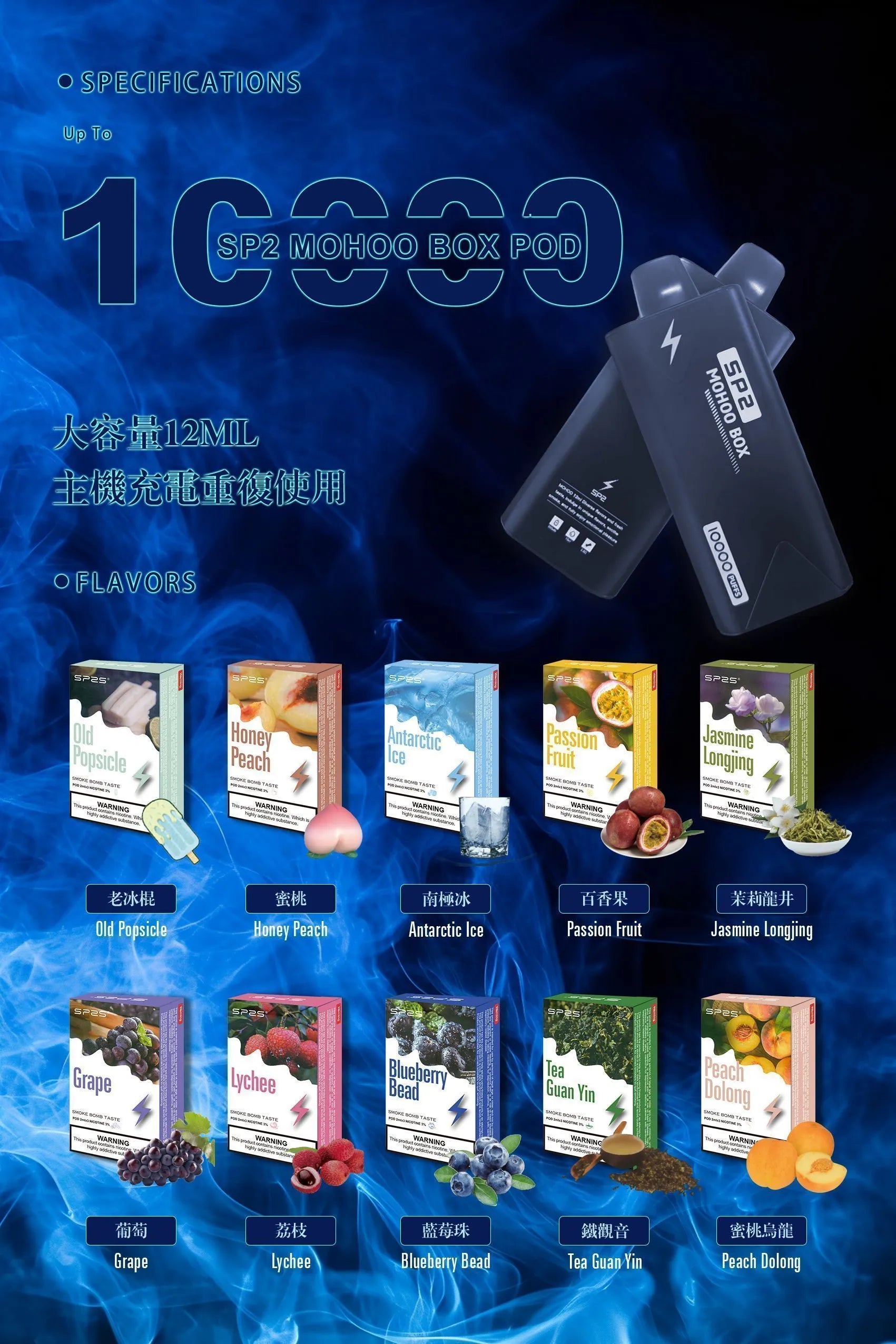 SP2 MOHOO BOX POD 魔盒煙彈｜12ML大容量換彈式煙彈｜SP2專用電子煙煙彈｜多款口味可選-台灣現貨 圖片 2