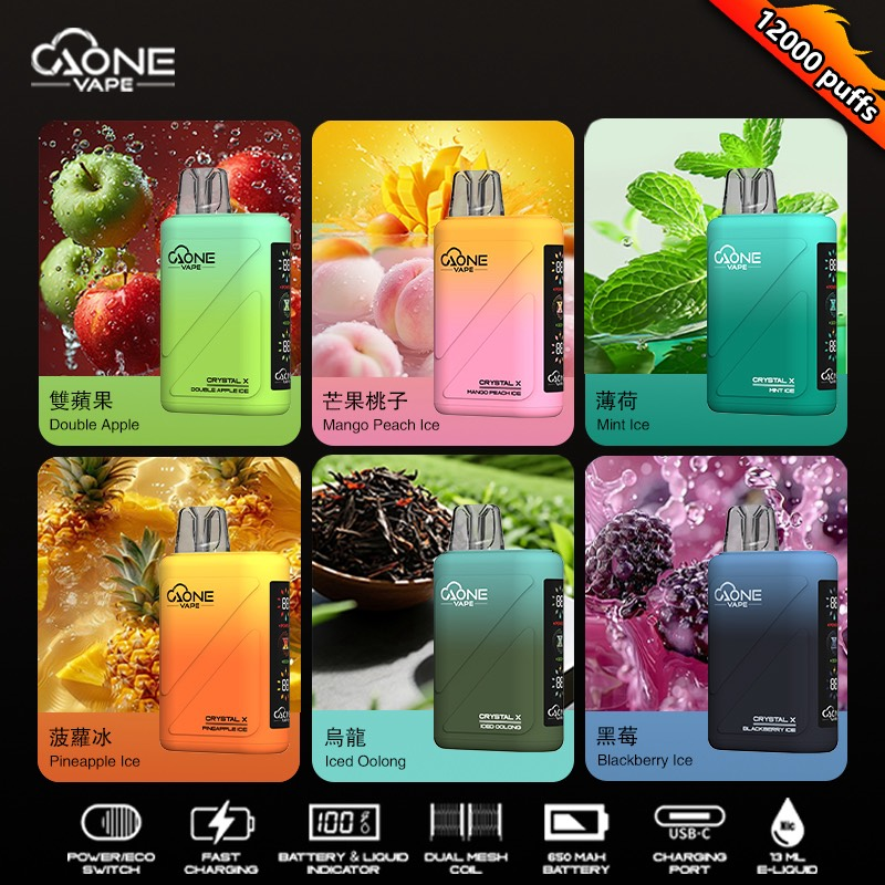 AONE Crystal X 水晶2代 12000口｜雙芯霧化透明水晶外殼-台灣現貨 圖片 2