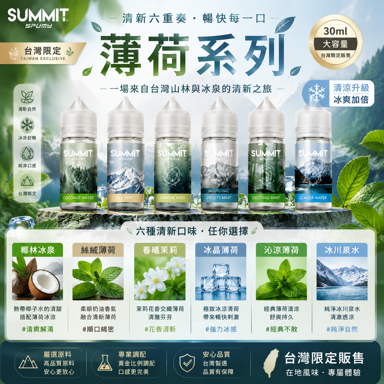 SUMMIT SPUMY 薄荷系列煙油 30ML｜台灣限定清新薄荷風味·沁涼體驗-台灣現貨 圖片 2