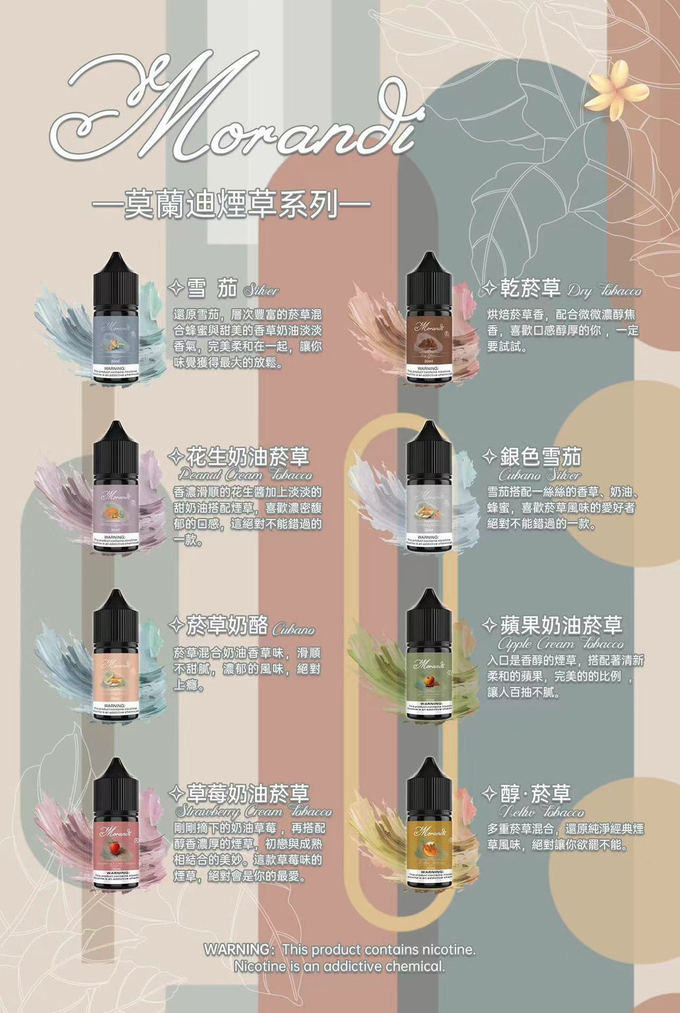 Morandi Tobacco 莫蘭迪煙草系列煙油 30ML｜經典煙草口味｜0尼古丁鹽小煙油｜醇厚煙草風味注油煙油-台灣現貨 圖片 3