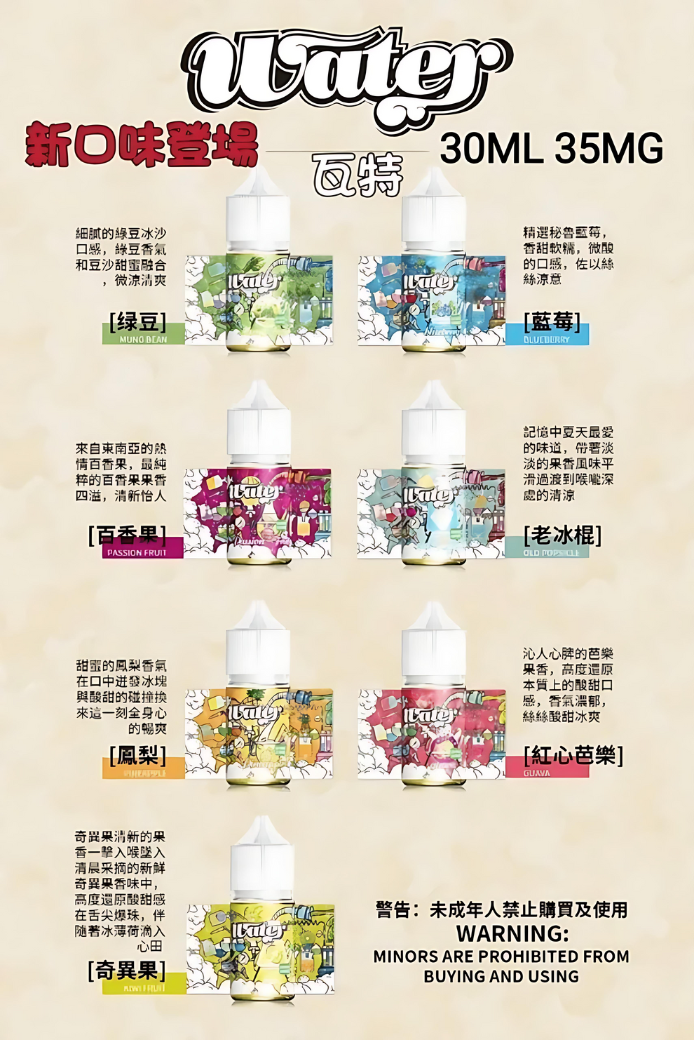 WATER 瓦特煙油 30ml｜3.5% 煙油｜美國原裝進口小煙油-台灣現貨 圖片 3