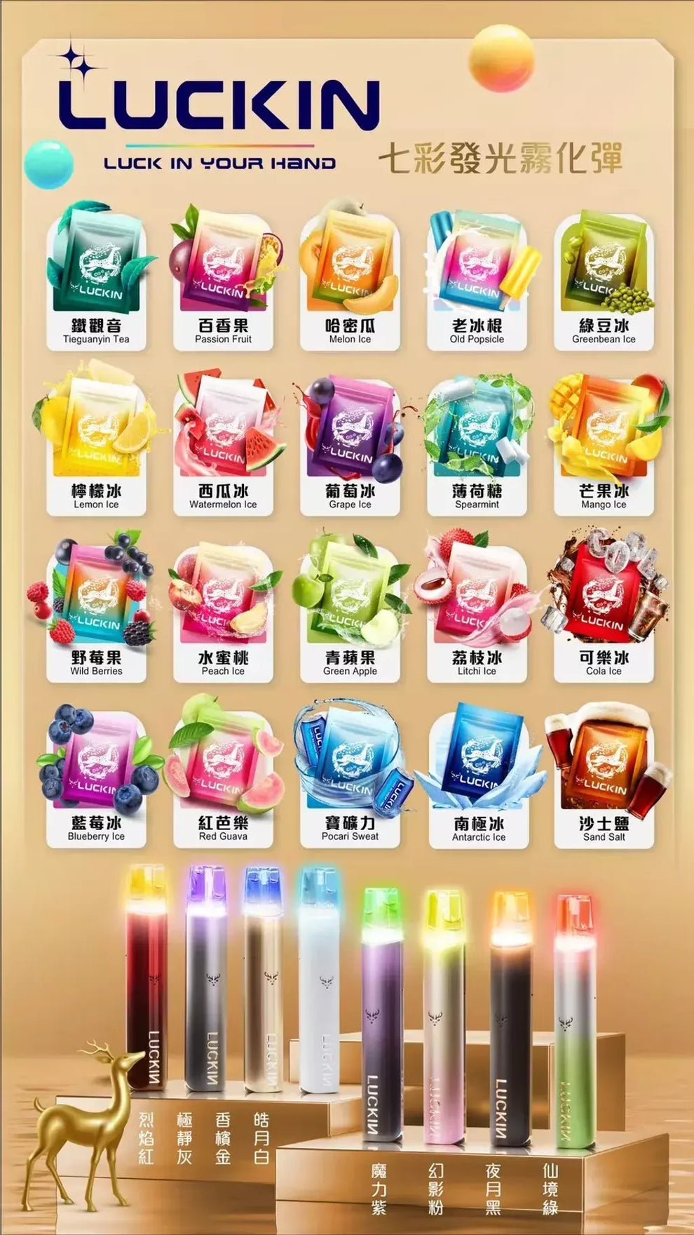 LUCKIN 幸運煙彈｜一代通用替換式霧化彈・多口味煙彈3 顆裝-台灣現貨