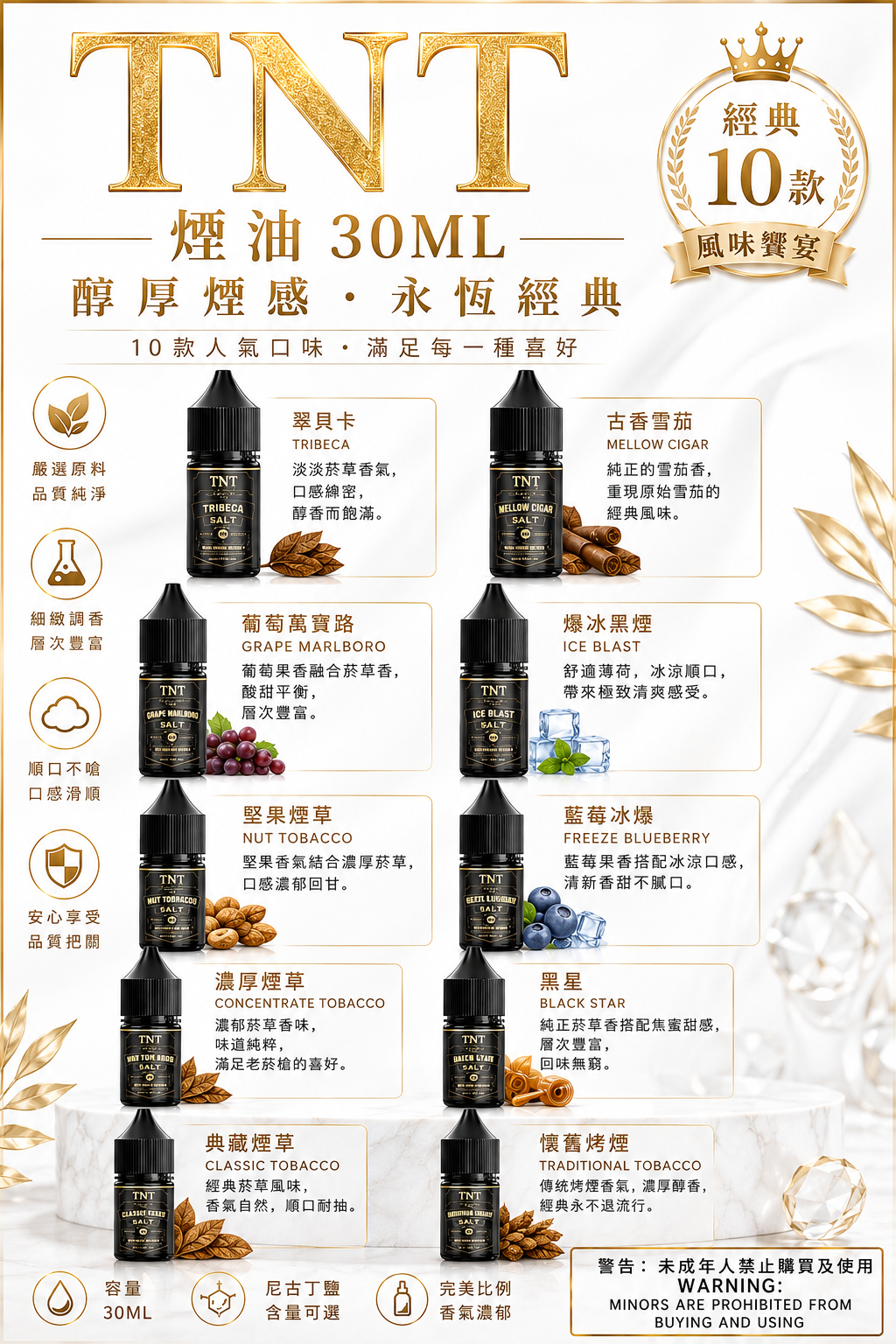 TNT煙油 30ML｜TNT尼古丁鹽電子煙油｜水果冰感多口味小煙油推薦-台灣現貨