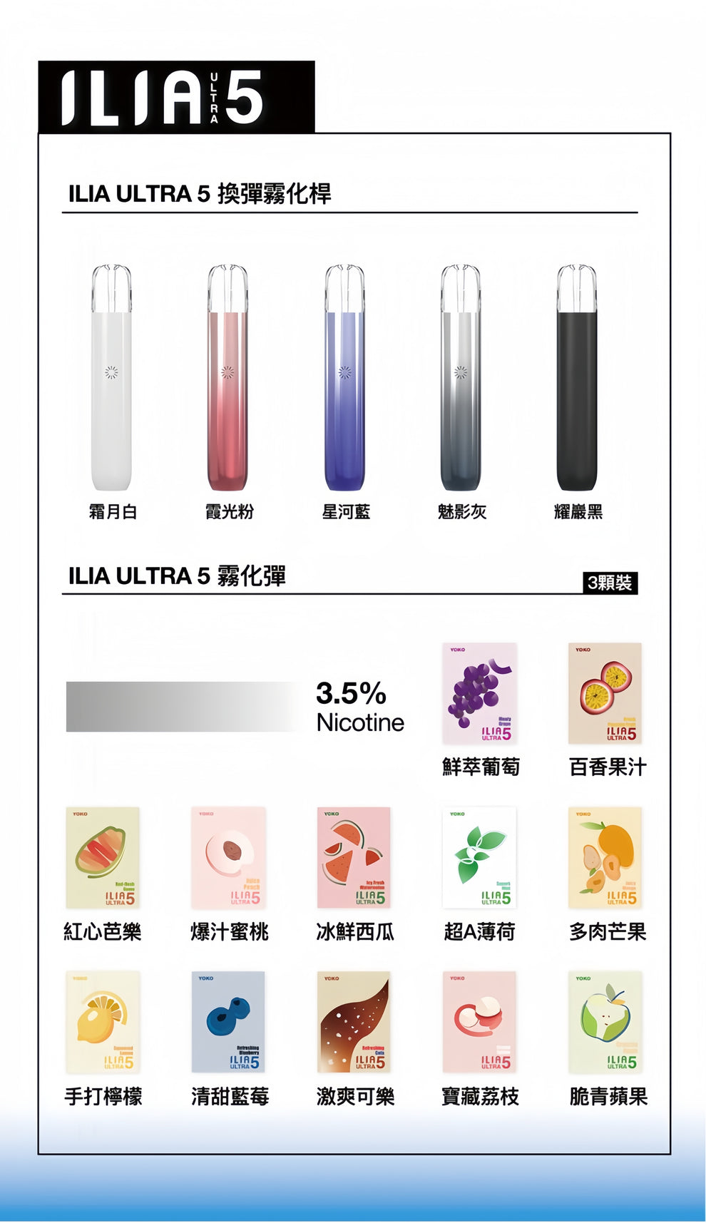 ILIA ULTRA 5 煙彈｜哩啞五代霧化彈*2ML容量｜3顆裝｜多款口味選擇｜專用ILIA Ultra5主機-台灣現貨 圖片 3